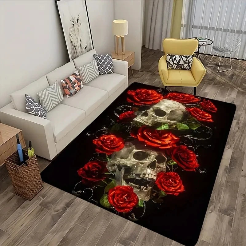Gotische Halloween-Schädelteppich für Wohnzimmer Deko – Bild 6