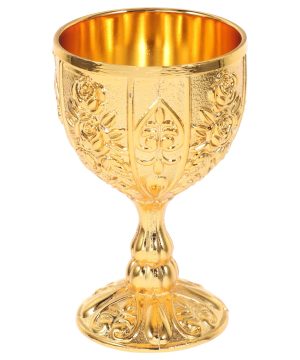 Gotischer Kelch aus Messing, vergoldet im Vintage-Stil
