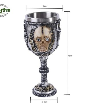 Gothic Totenkopf Bierkrug aus Harz & Edelstahl, 3D Design