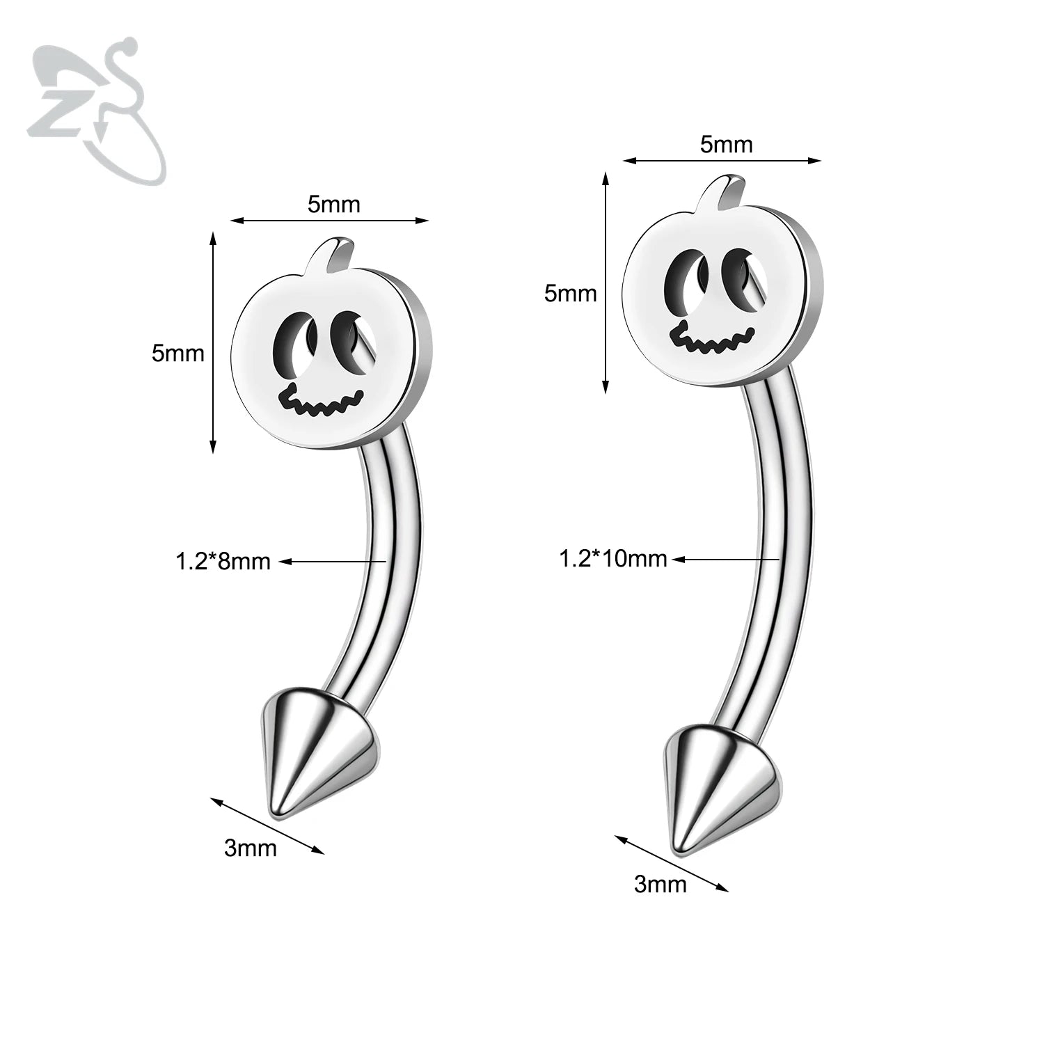 Gothic Augenbrauenpiercing aus Edelstahl mit Kürbisdesign – Bild 20