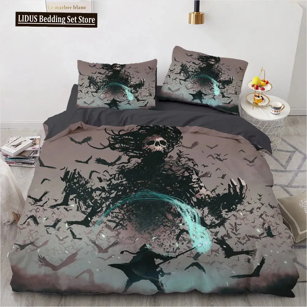 Gothic 3d Totenkopf Bettwaesche Set Mit Daemonenmotiv