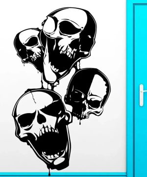 Gothic Vinyl Wandtattoo Totenkopf Deko für Jugendzimmer