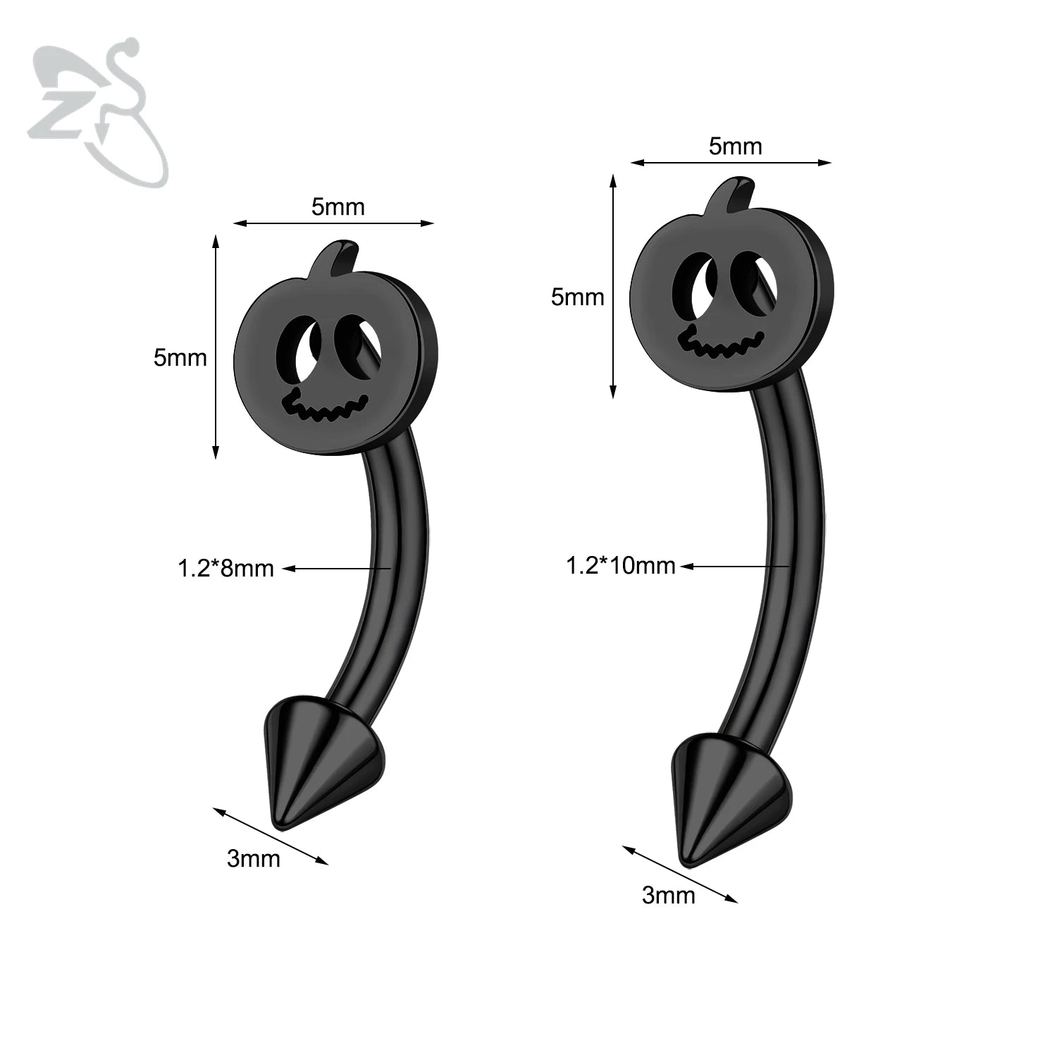 Gothic Augenbrauenpiercing aus Edelstahl mit Kürbisdesign – Bild 27