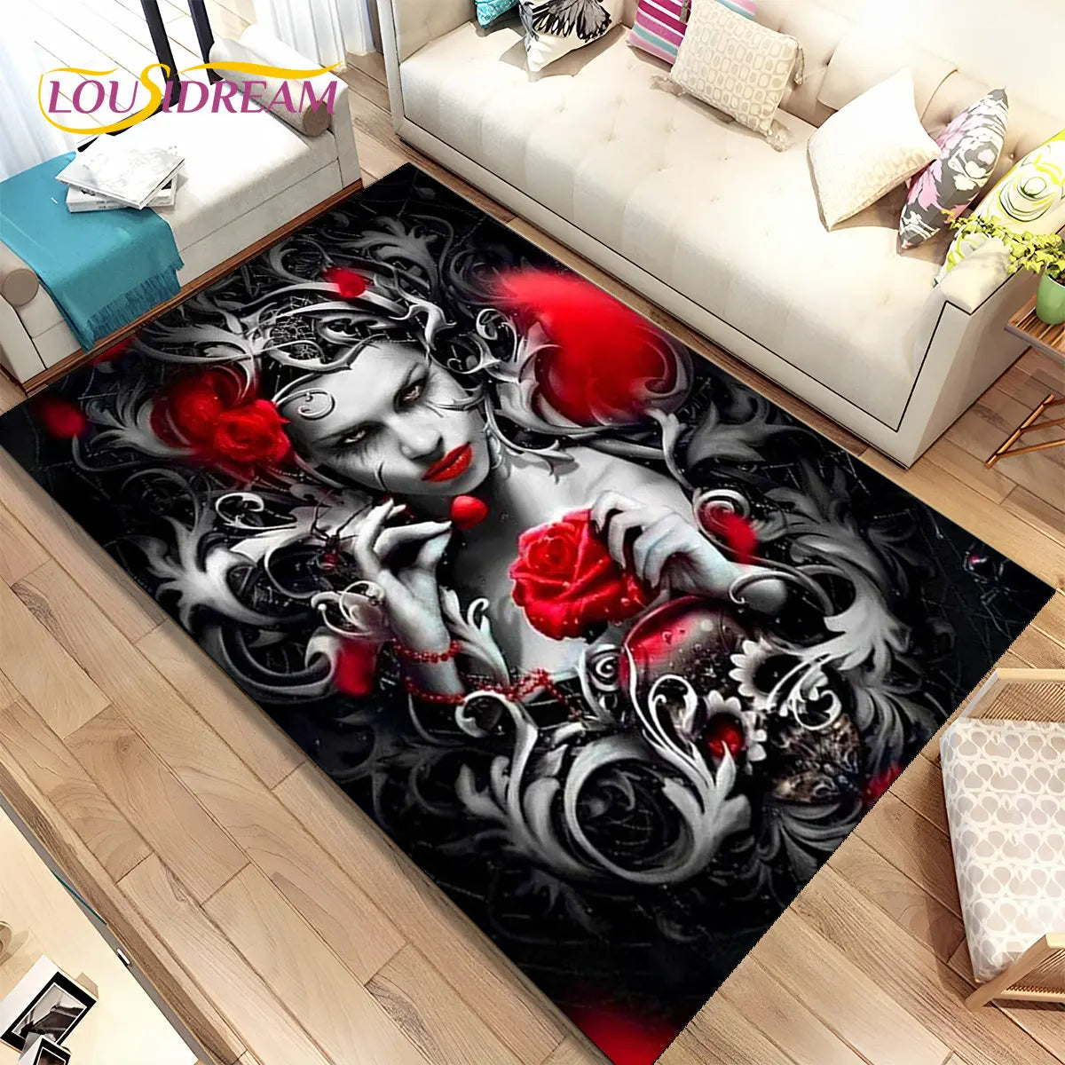 Gothic Horror Totenkopf Teppich für Wohnzimmer & Sofa – Bild 19