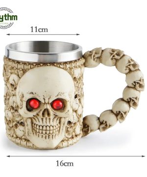 Gothic Schädel-Design Bierkrug aus Harz und Edelstahl