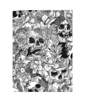 Gothic Sugar Skull Tapete Schwarz/Weiß – Abziehbar