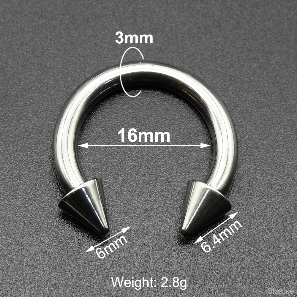 Gothic Edelstahl Piercing Ring für Septum & Brust 0G 00G – Bild 7