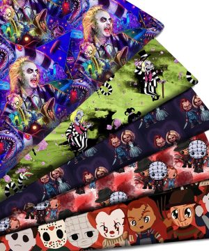 Gothic Halloween Stoff Mit Totenschaedel Print Baumwolle