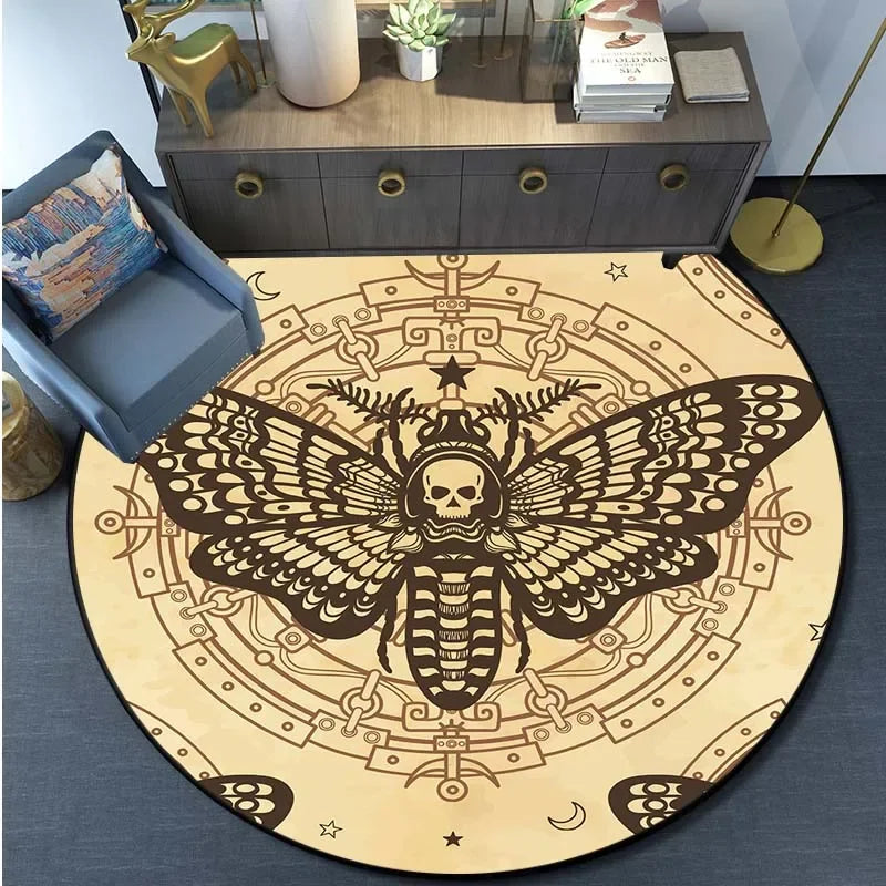 Gothic Totenkopf & Death Moth Teppich für Wohnzimmer – Bild 2