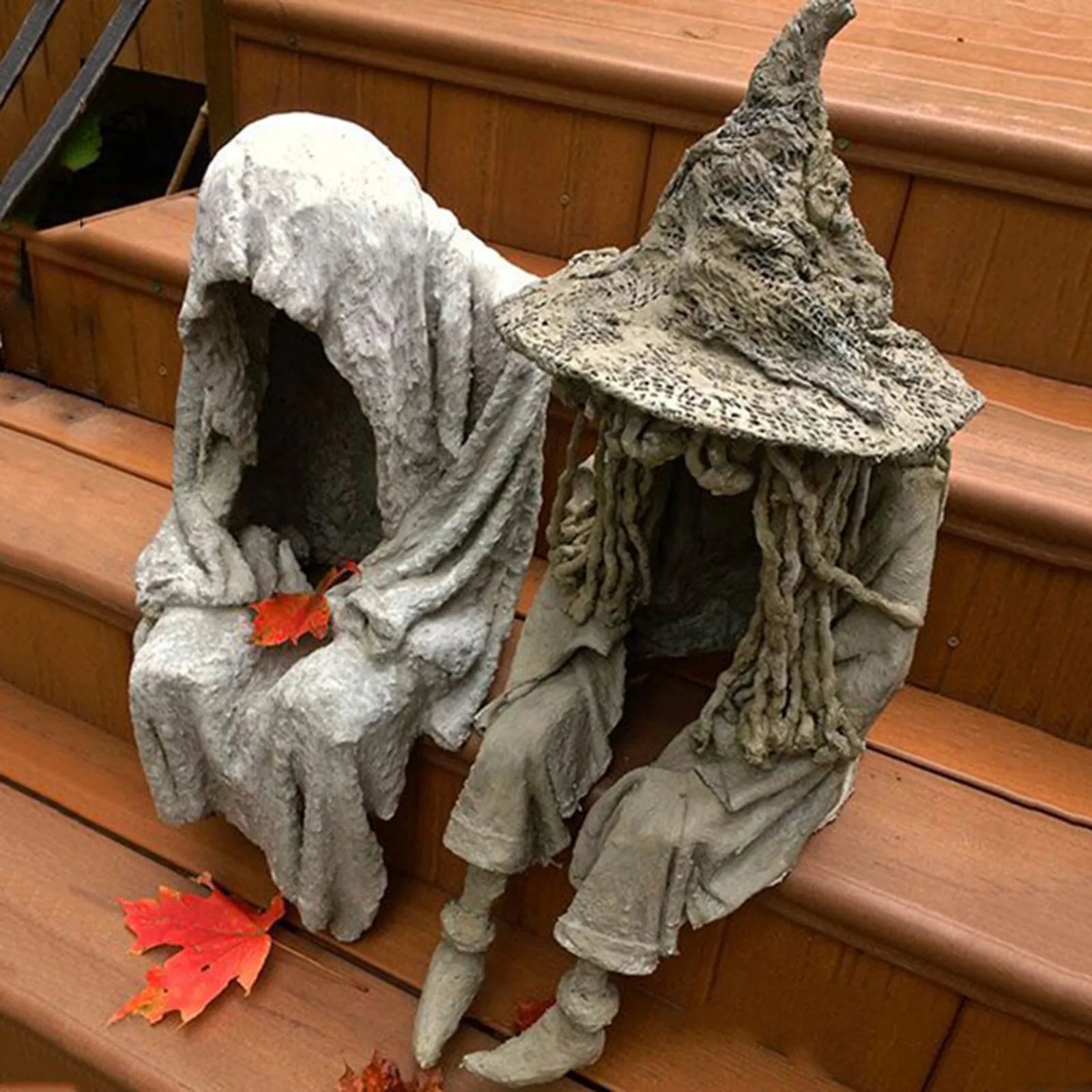 Gothic Solar Gartenleuchte Hexe Resin Deko Figur Außen – Bild 2
