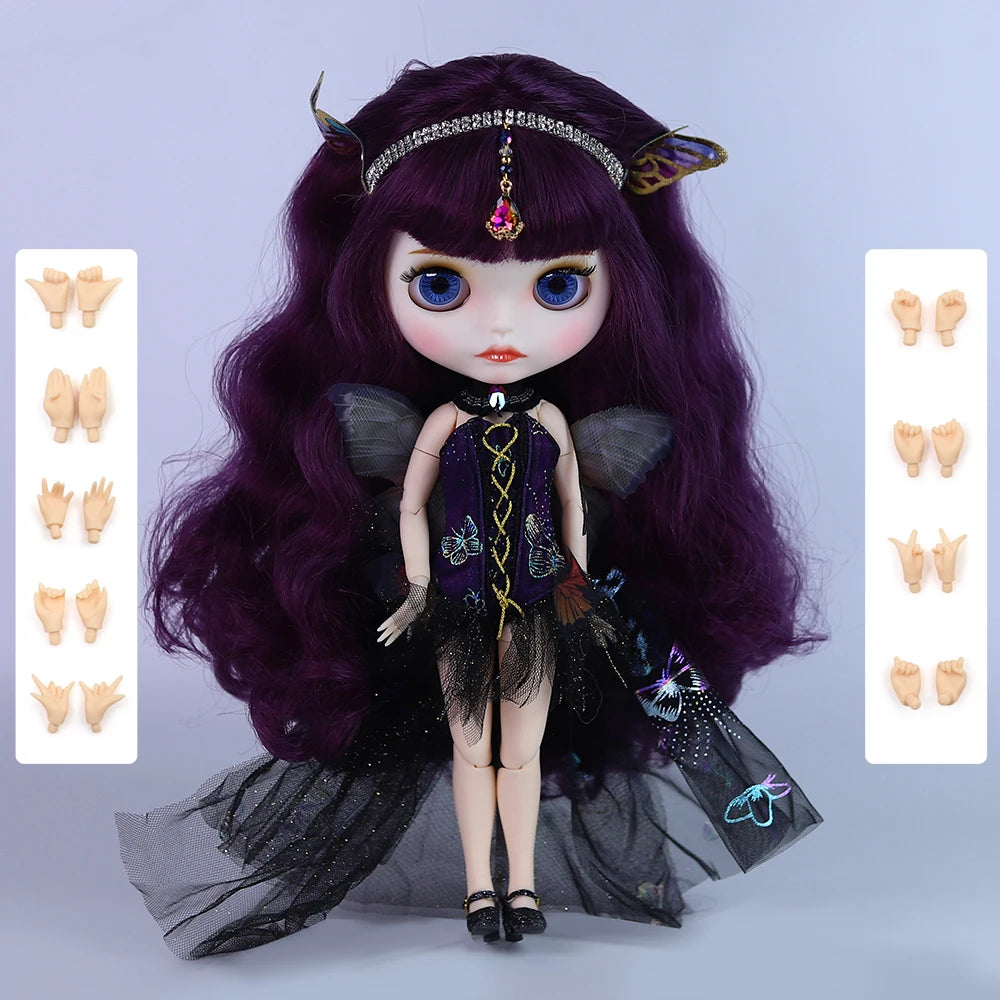 Gothic Blythe Puppe 30cm mit Zähnen, weiße Haut, BJD Set – Bild 10
