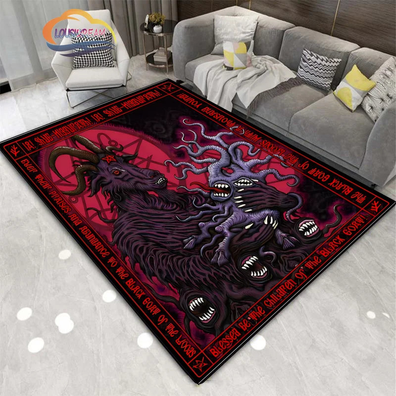 Gothic Teppich mit satanischem Schädel & Pentagramm Design – Bild 14