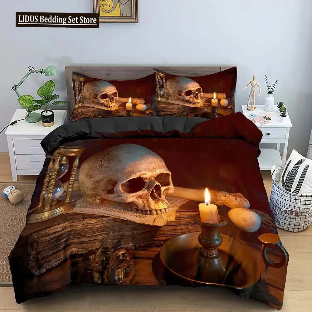 Gothic 3d Totenkopf Bettwaesche Set Mit Daemonenmotiv