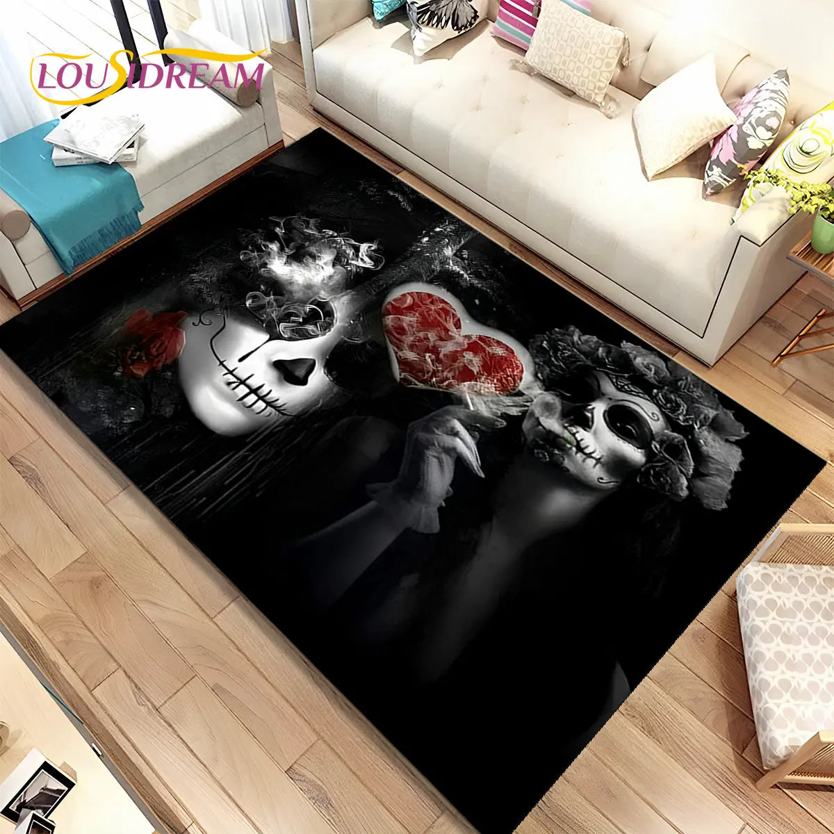 Gothic Horror Totenkopf Teppich für Wohnzimmer & Sofa – Bild 14