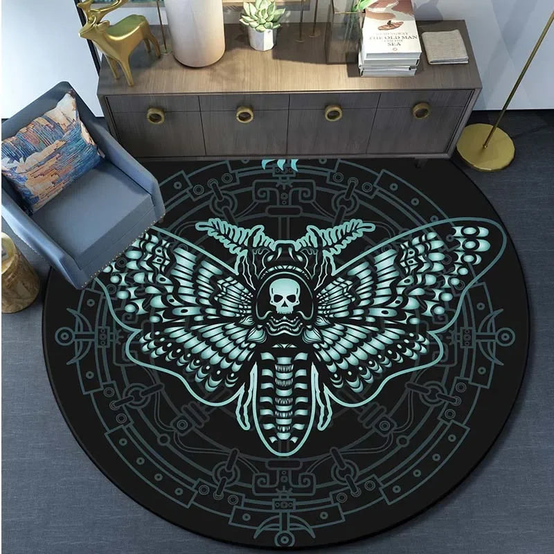 Gothic Totenkopf & Death Moth Teppich für Wohnzimmer – Bild 3