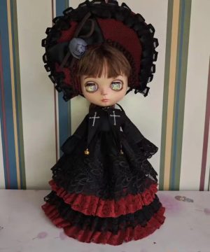 Gothic Style Set: Rock & Haarspange für 1/6 Puppen