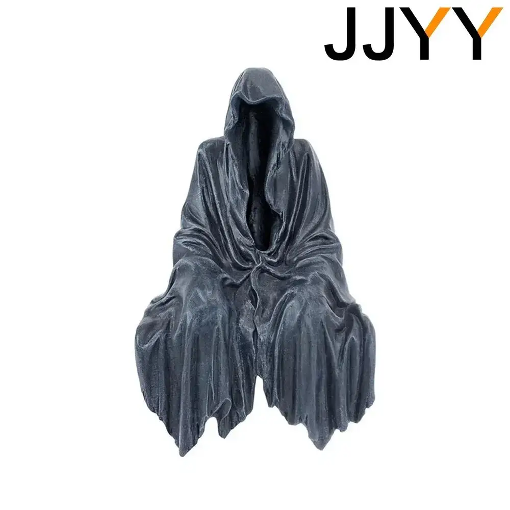 Gothic Dekofigur Sitzende Sensenmann Statue Aus Harz Grey Plastic Unisex