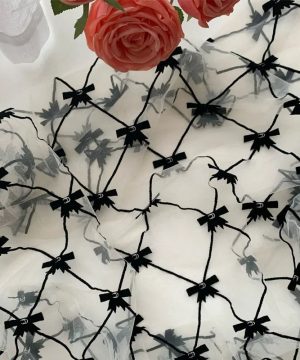 Gothic Lolita Tuellrockstoff Mit Spitze Und Schleifen White Tull Female