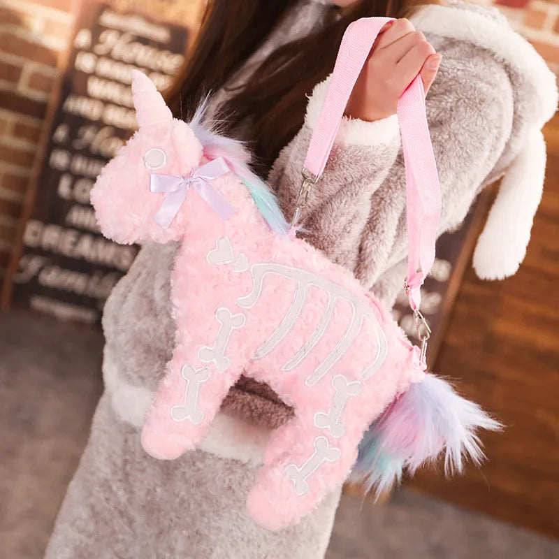 Gothic Plüsch Einhorn Rucksack – Skelettpferd 40CM Tasche – Bild 6