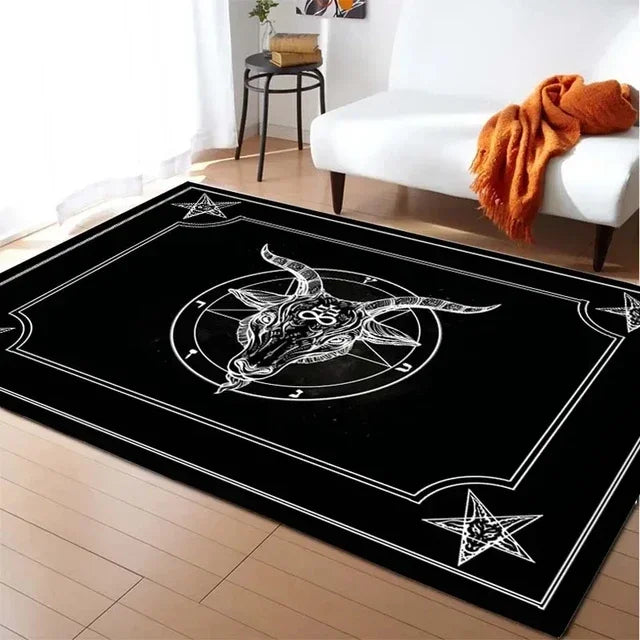 Gothic Badteppich mit Satan Ziege – Weiche Wohnzimmermatte