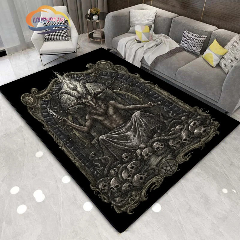 Gothic Teppich mit satanischem Schädel & Pentagramm Design – Bild 7