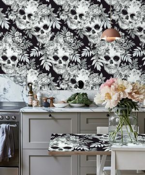 Gothic Totenkopf Tapete selbstklebend wasserdicht PVC