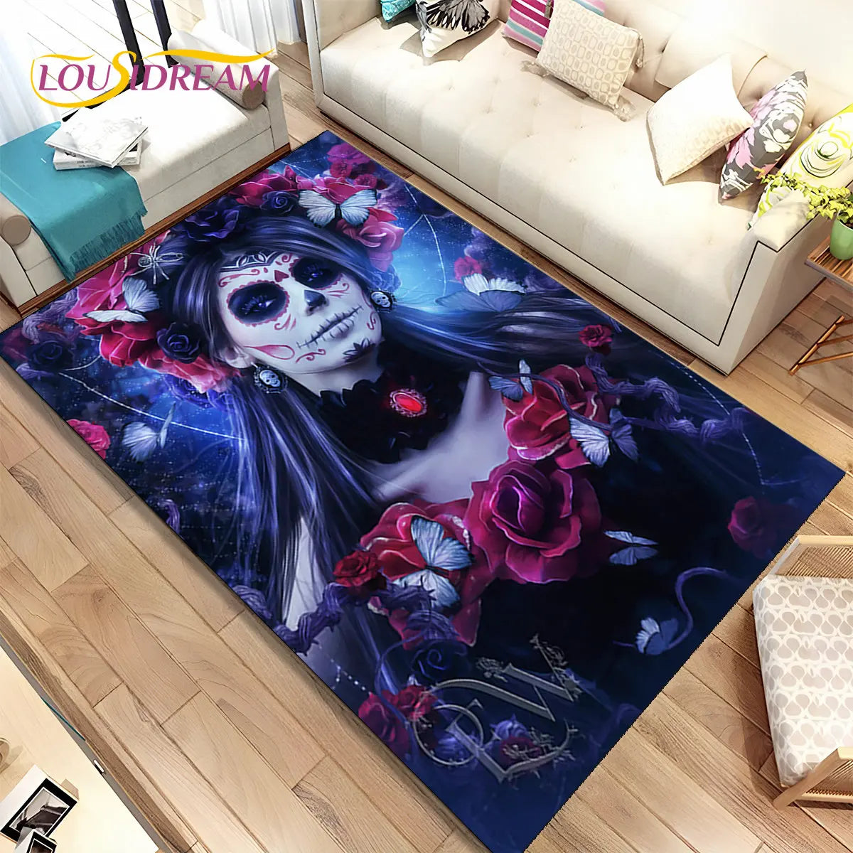 Gothic Horror Totenkopf Teppich für Wohnzimmer & Sofa – Bild 32