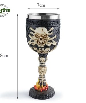 Gothic Totenkopf Bierkrug aus Harz und Edelstahl 3D Design