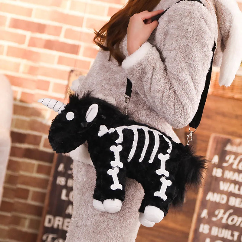 Gothic Plüsch Einhorn Rucksack – Skelettpferd 40CM Tasche – Bild 5