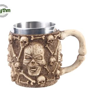 Gothic Schädel Design Bierkrug aus Harz und Edelstahl