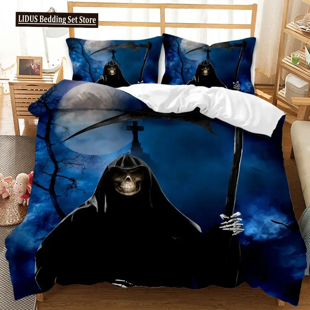 Gothic 3d Totenkopf Bettwaesche Set Fuer Queen Groesse