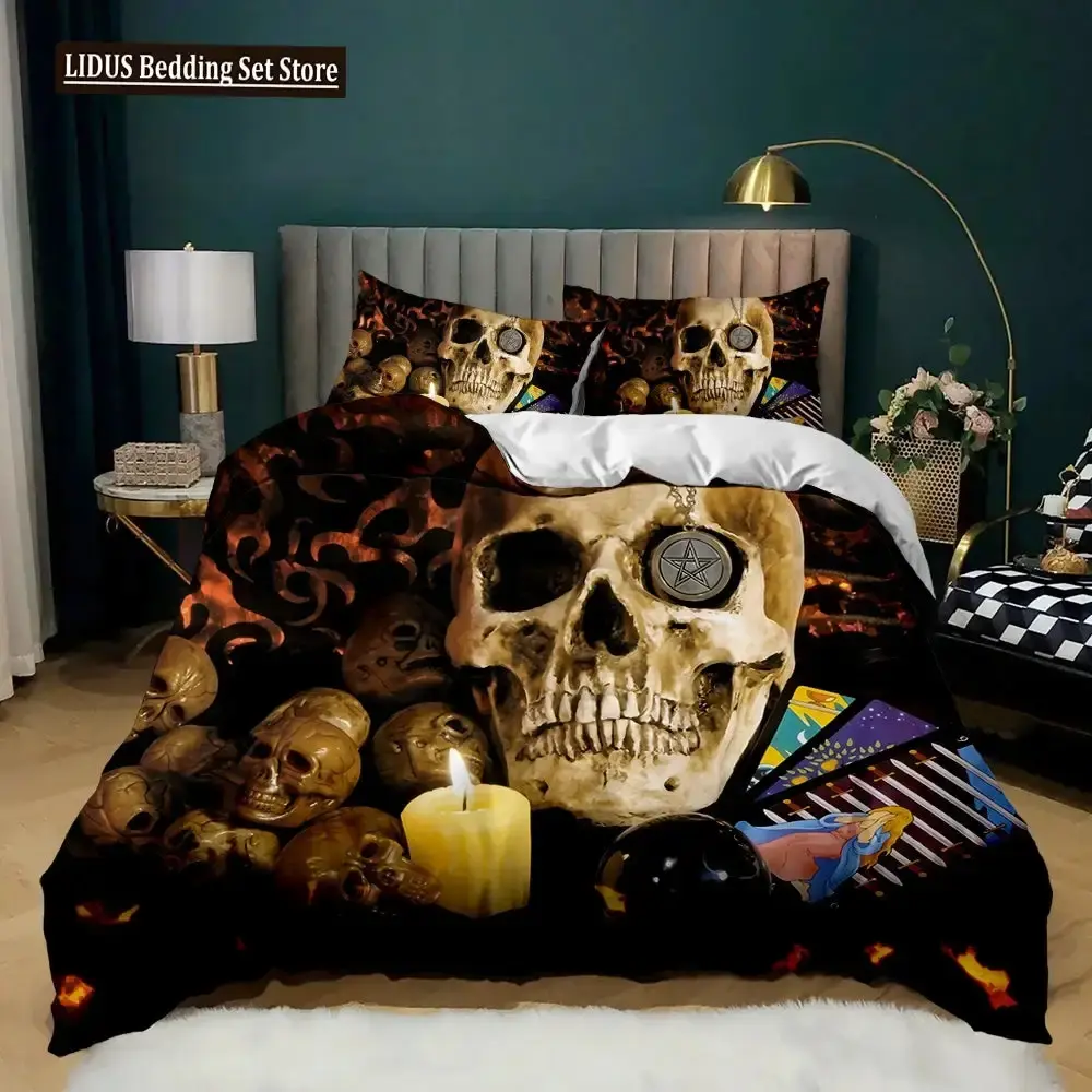 Gothic 3d Totenkopf Bettwaesche Set Fuer Queen Groesse