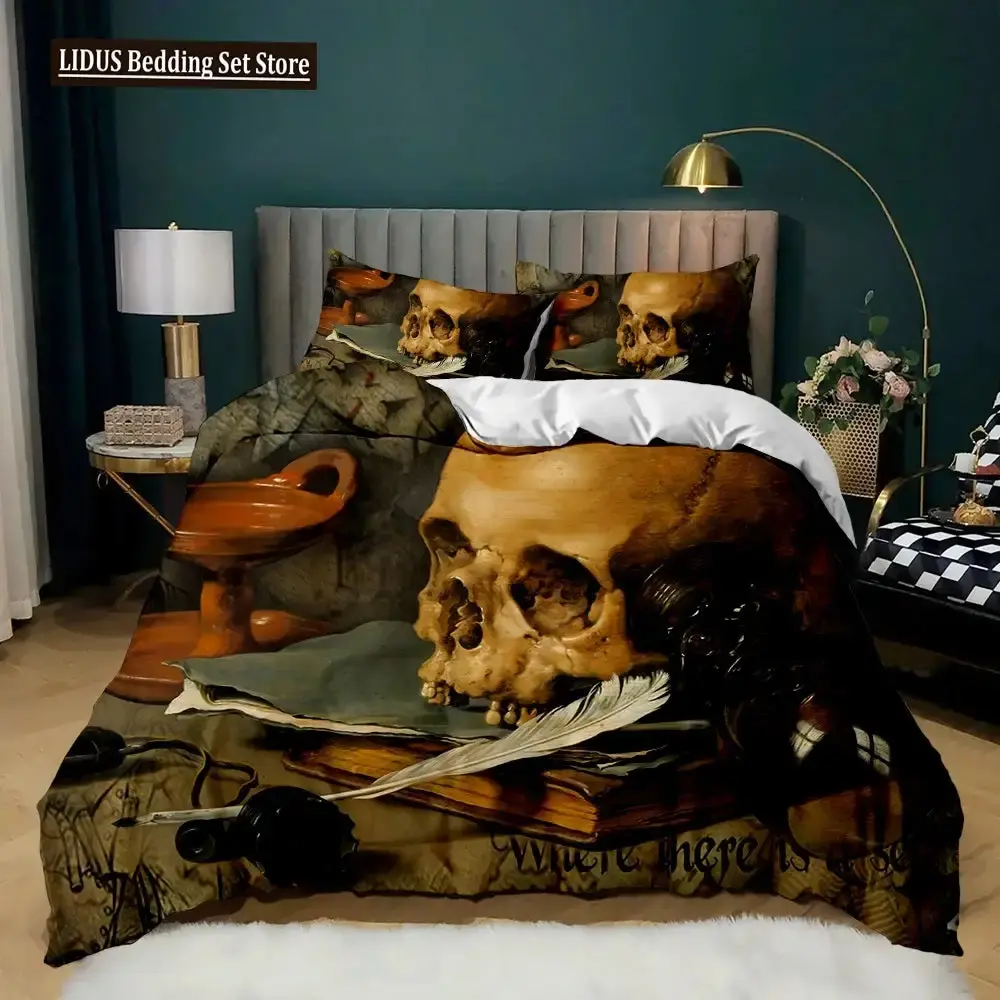 Gothic 3d Totenkopf Bettwaesche Set Fuer Queen Groesse