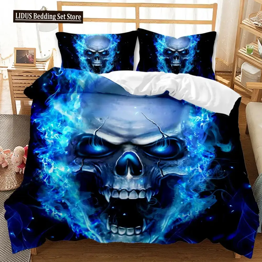 Gothic 3d Totenkopf Bettwaesche Set Fuer Queen Groesse