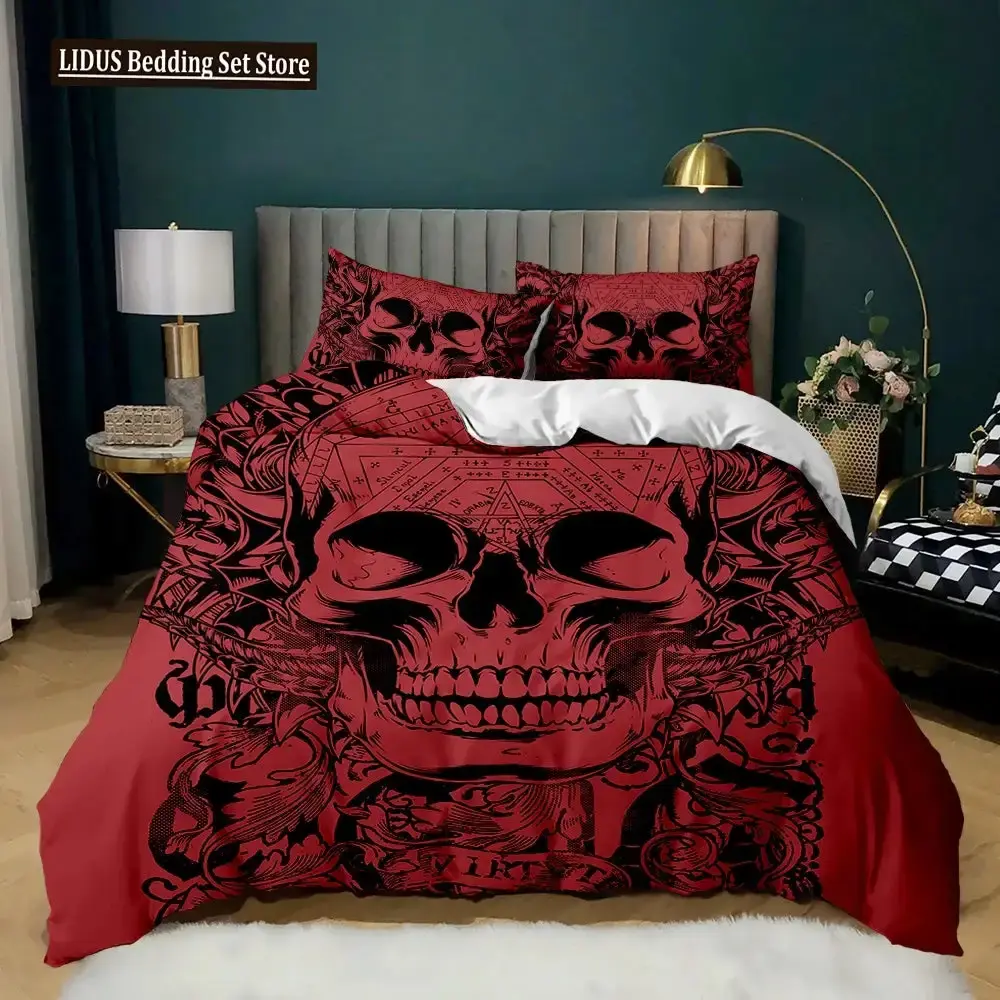Gothic 3d Totenkopf Bettwaesche Set Fuer Queen Groesse