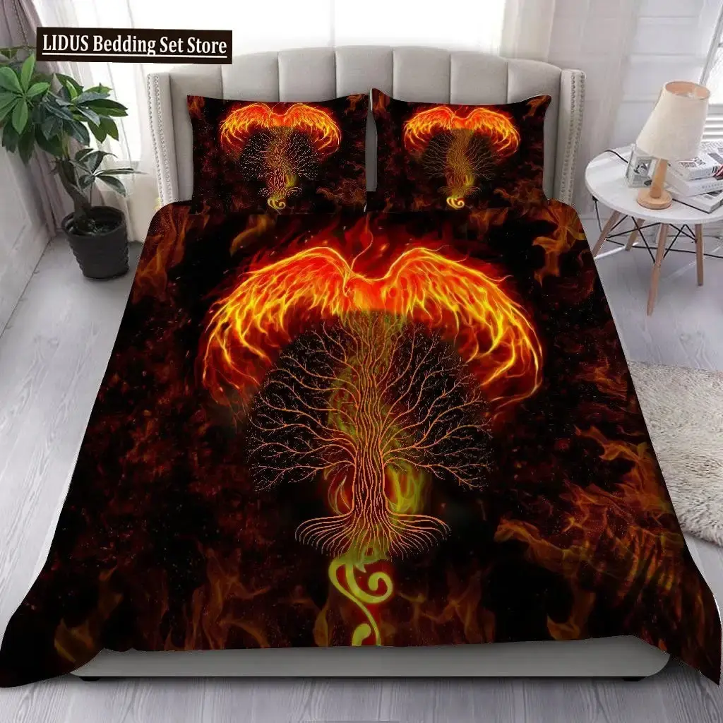 Gothic Bettwaesche Set Mit Drache 038 Phoenix Mandala Stil