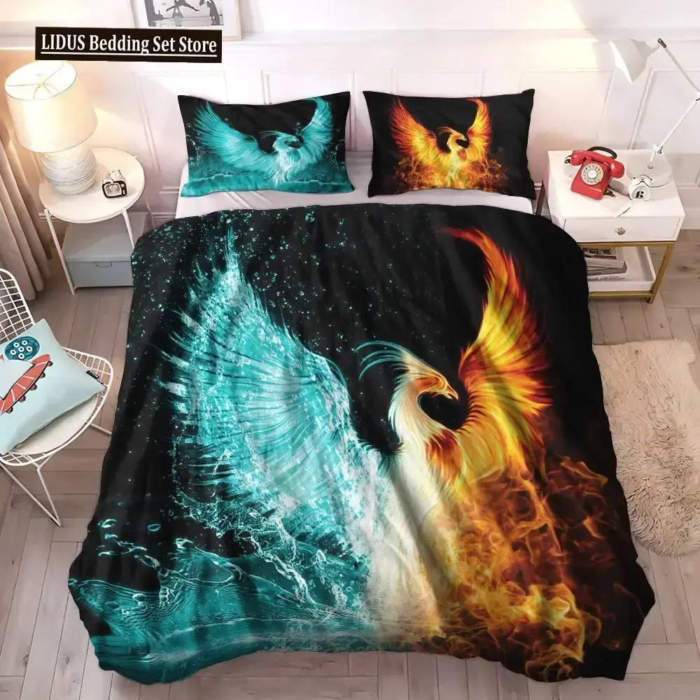 Gothic Bettwaesche Set Mit Drache 038 Phoenix Mandala Stil