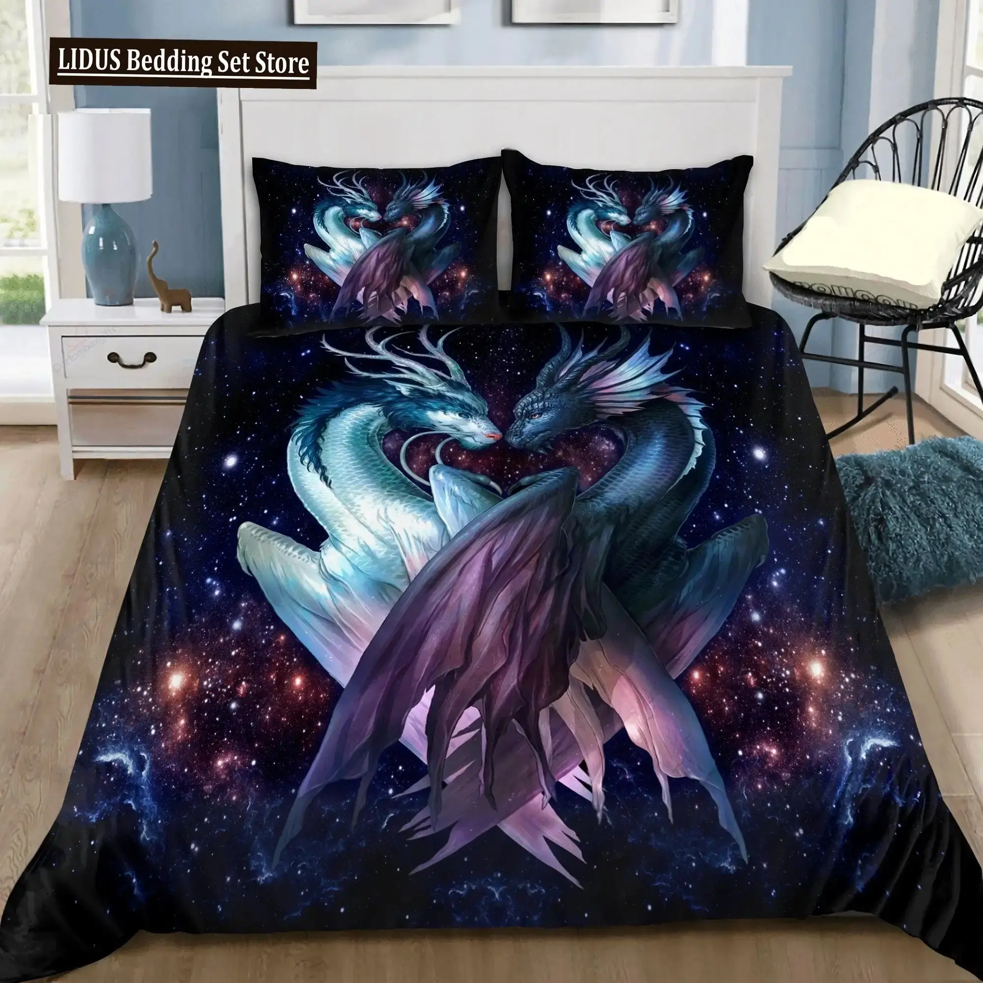 Gothic Bettwaesche Set Mit Drache 038 Phoenix Mandala Stil