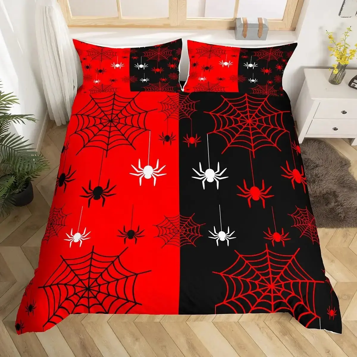 Gothic Bettwaesche Set Mit Lila Fledermaeusen 038 Sternen