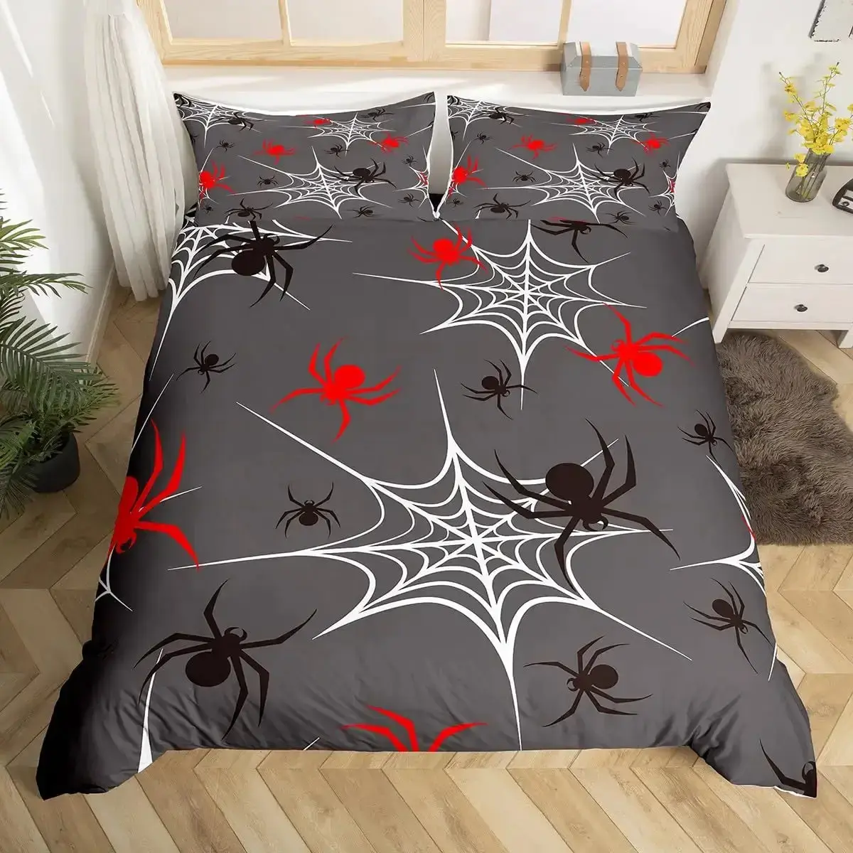 Gothic Bettwaesche Set Mit Lila Fledermaeusen 038 Sternen