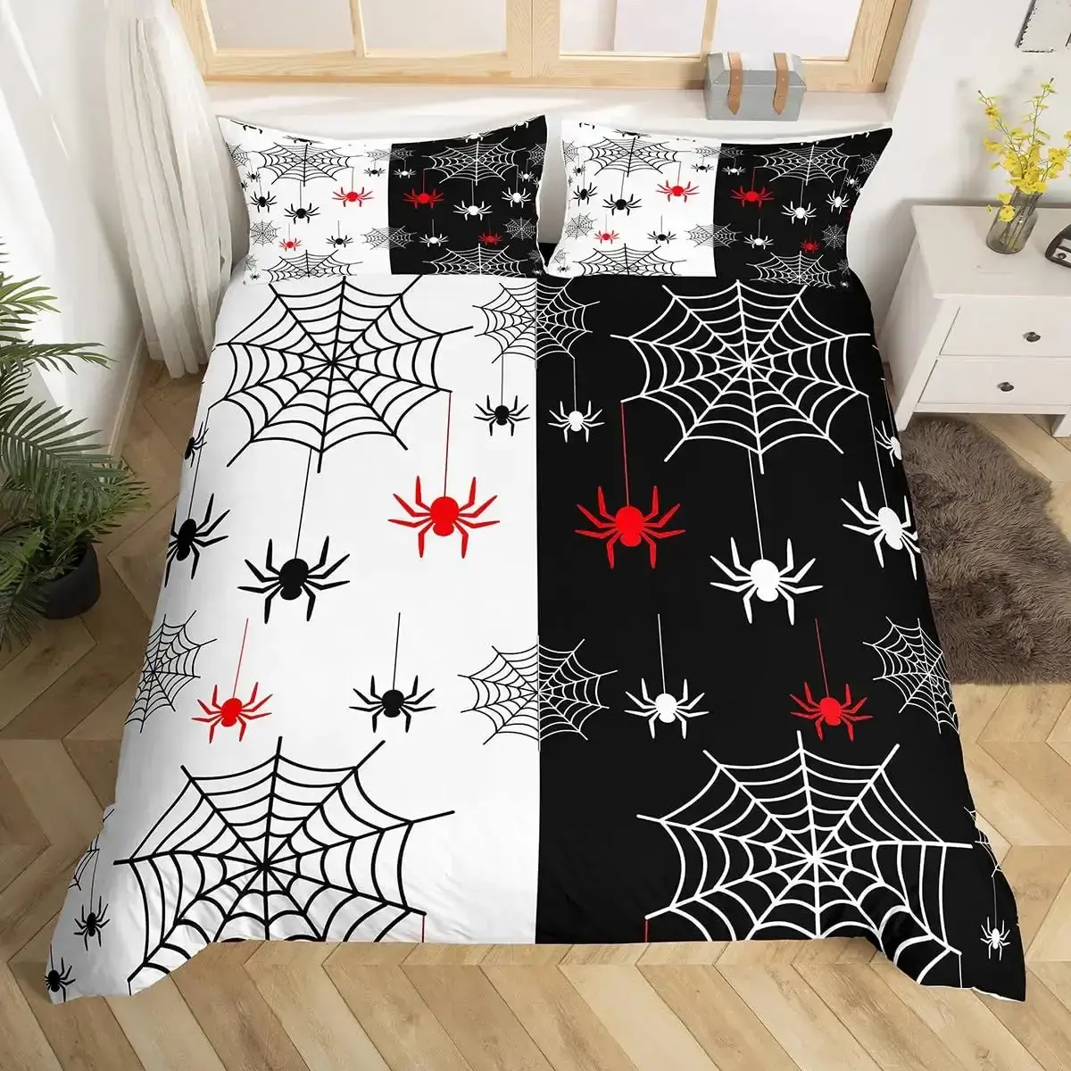 Gothic Bettwaesche Set Mit Lila Fledermaeusen 038 Sternen