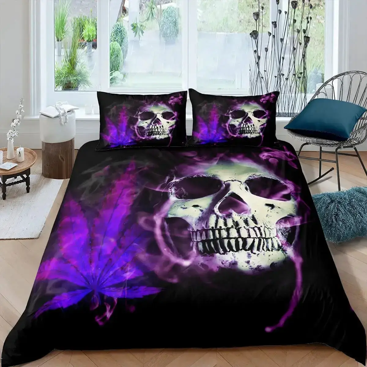 Gothic Bettwaesche Set Mit Sugar Skull Design 3 Teilig