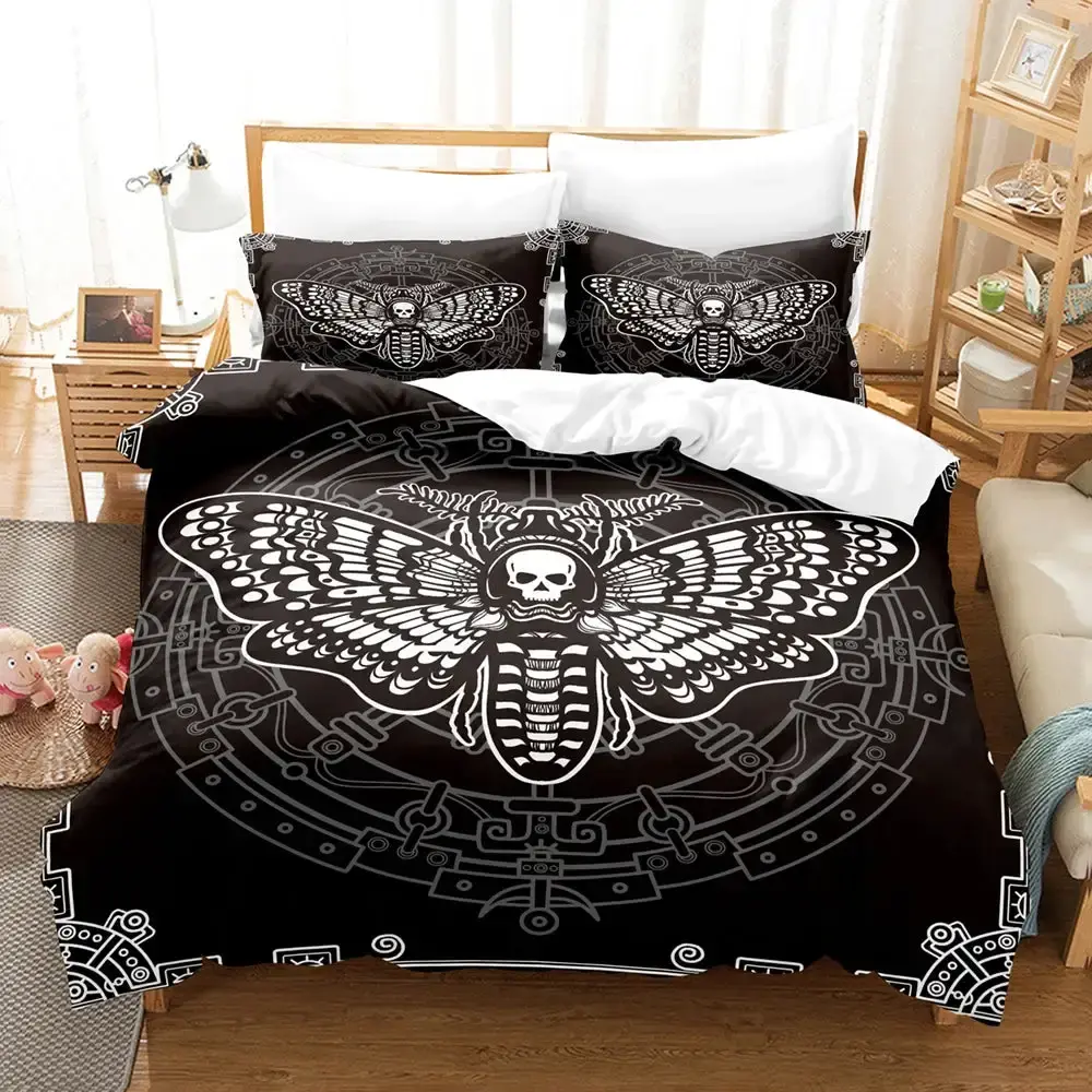 Gothic Bettwaesche Set Mit Totenkopf 038 Schmetterling Motiv