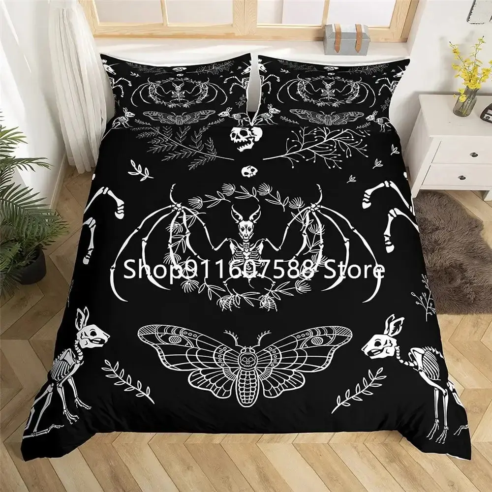 Gothic Bettwaesche Set Mit Totenkopf 038 Schmetterling Motiv