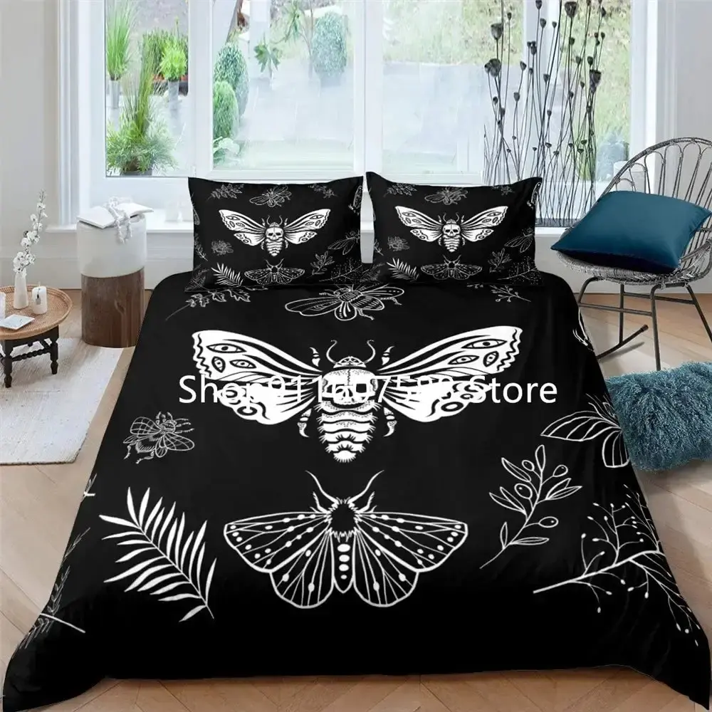 Gothic Bettwaesche Set Mit Totenkopf 038 Schmetterling Motiv