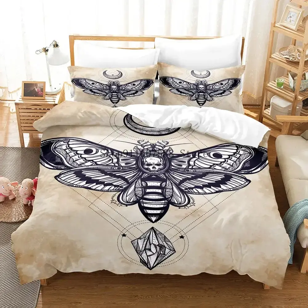 Gothic Bettwaesche Set Mit Totenkopf 038 Schmetterling Motiv