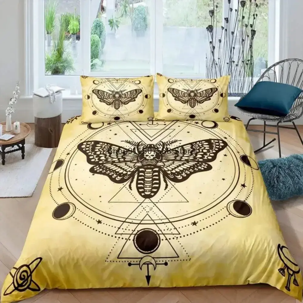 Gothic Bettwaesche Set Mit Totenkopf 038 Schmetterling Motiv