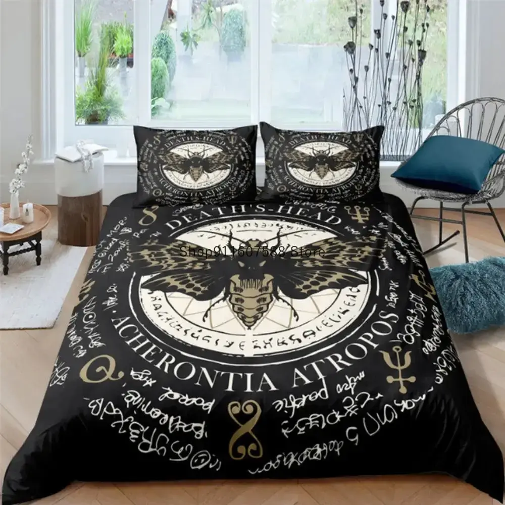 Gothic Bettwaesche Set Mit Totenkopf 038 Schmetterling Motiv