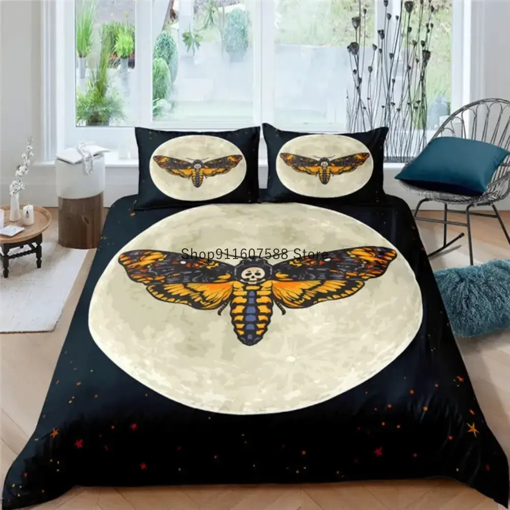 Gothic Bettwaesche Set Mit Totenkopf 038 Schmetterling Motiv