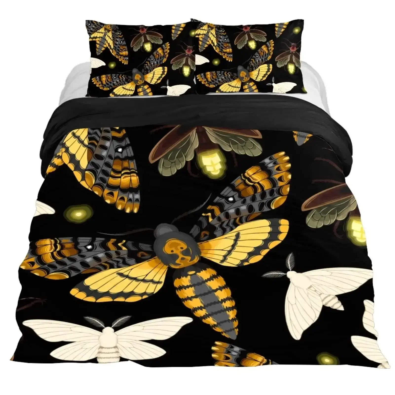 Gothic Bettwaesche Set Mit Totenkopf Satanisches Design